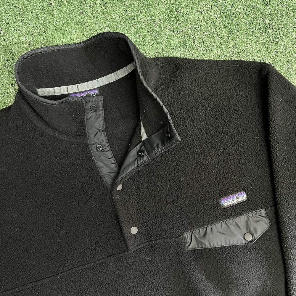 RARE Patagonia Vintage Snap-T Synchilla Fleece Pullover Mens Black XL Gorpcore
